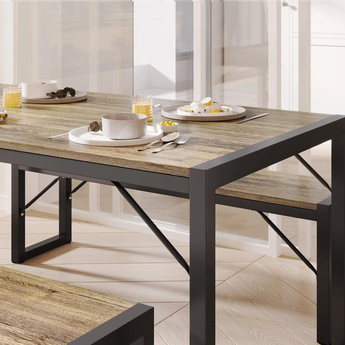 Dining Table Set for 4 Grey O202651