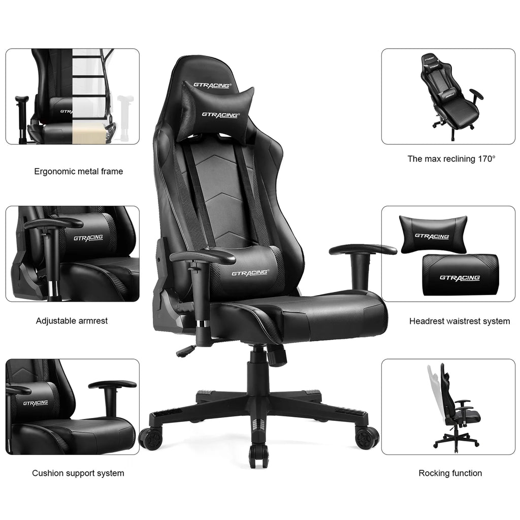 Black Ergonomic High Back Reclining Gaming Chair Q30189