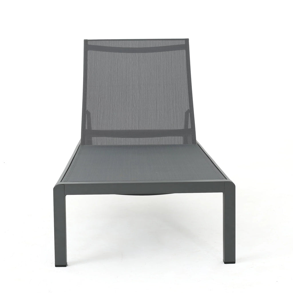 Grey Aluminum Chaise Lounge and Side Table W72103