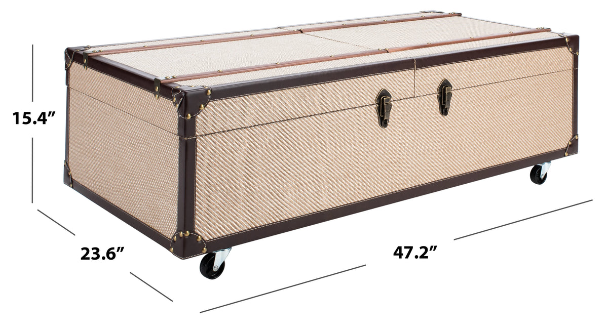 Beige Coffee Table Storage Trunk with Wine Rack Z236