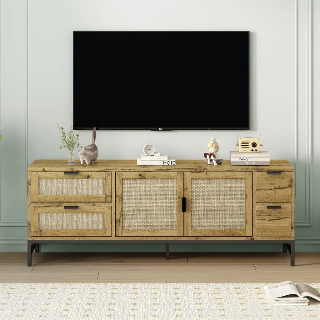 Rattan TV Stand up to 65" Brown Z623499