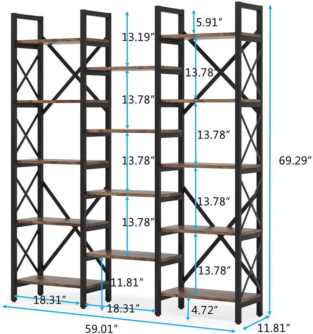 5-Shelf Wood and Metal Bookcase S681