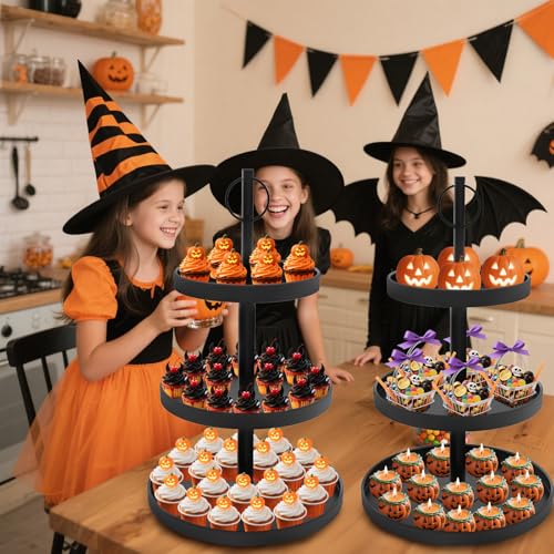 Black 3 Tier Metal Cupcake Stand 2 Pack U577