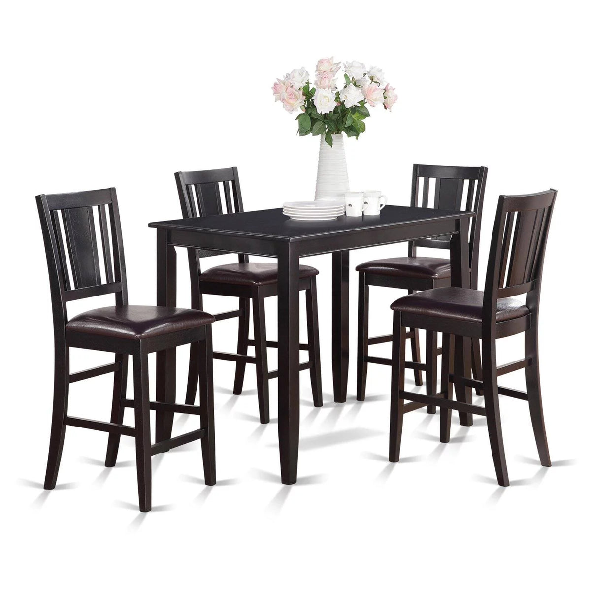 5 Piece Dining Set with Table and 4 Stools in Black X19033