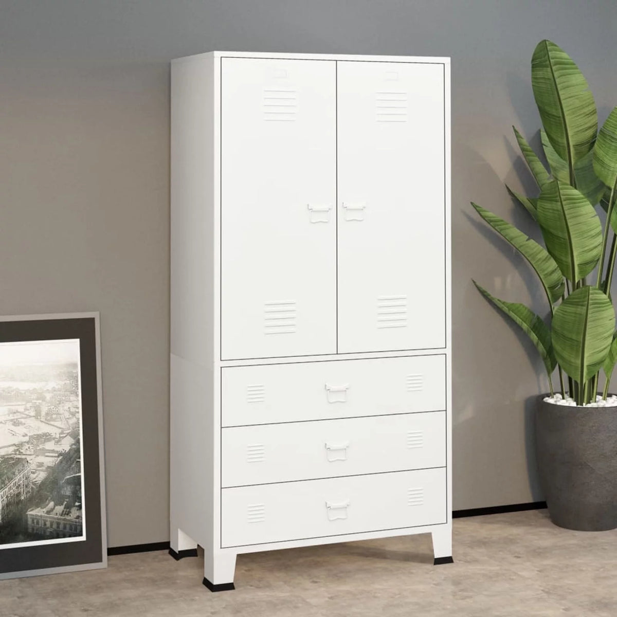 Wardrobe with Hanging Rod, Storage Shelves and Drawers V293