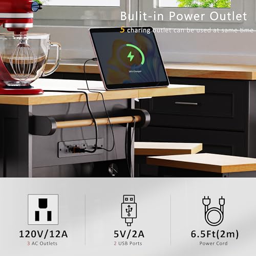 53" Kitchen Cart Island on Wheels with Power Outlet A159