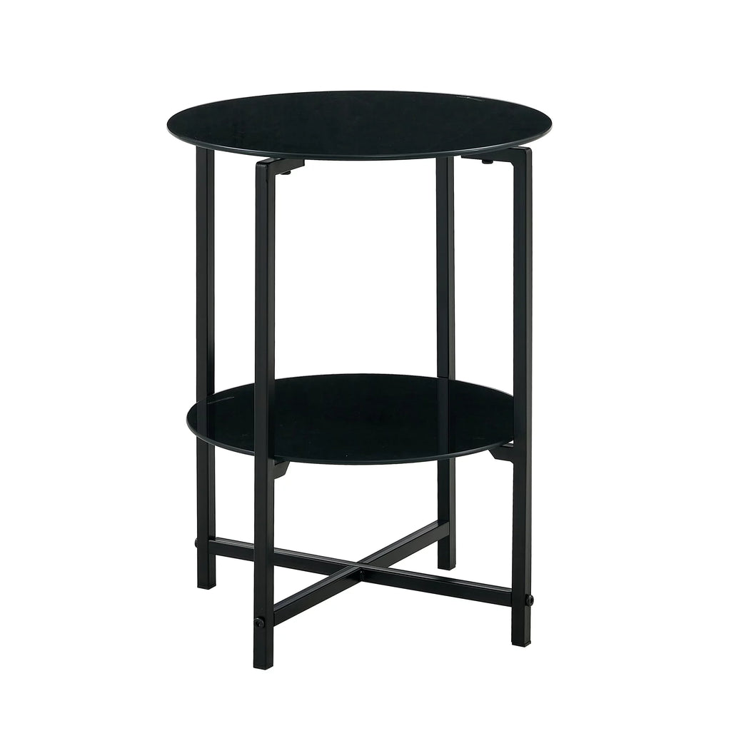 Round Tempered Glass End Table N91085