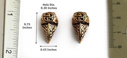 Bronze Norse Viking Celtic Raven Head Beard Beads Rings I2093