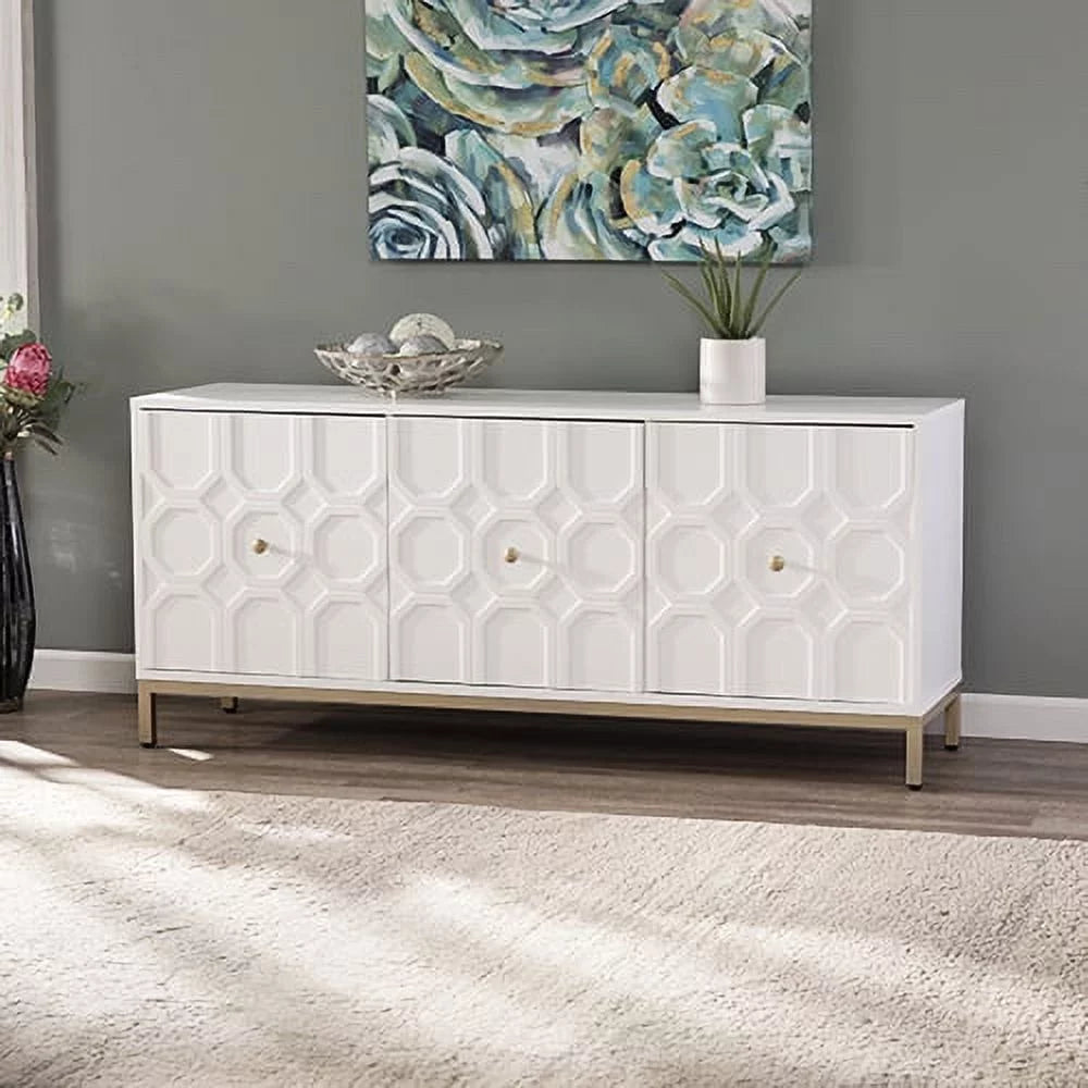 Antique White Three Door Accent Cabinet P941