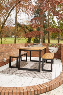 Wood Outdoor Dining Table Set (Set of 3) Brown/Black Z6941