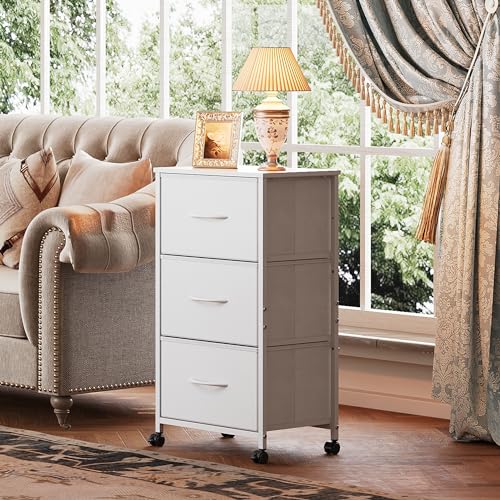 Black 3 Drawer Fabric Dresser with Wheels G60532