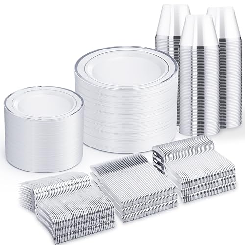 300 Pcs Gold Glitter Disposable Dinnerware Set Y1499