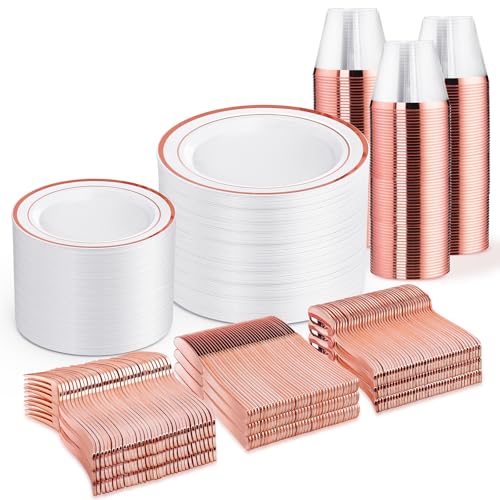 300 Pcs Gold Glitter Disposable Dinnerware Set Y1499