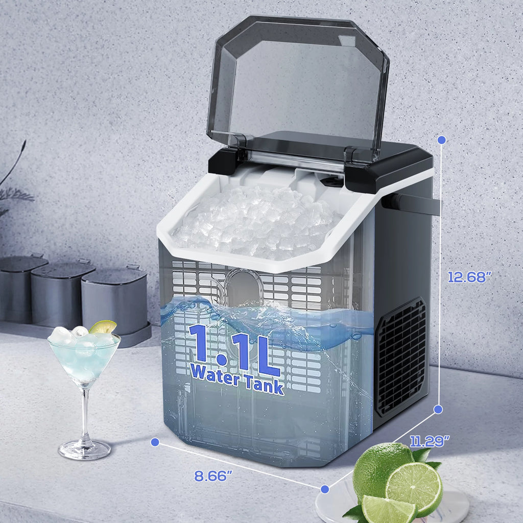 Nugget Ice Maker Countertop with Soft Chewable Pellet Ice, 34lbs/24H, Self-Cleaning, Black U8870