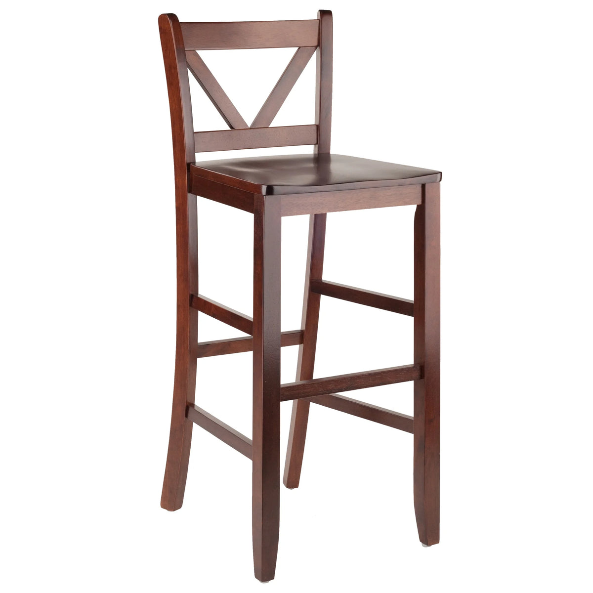 Set of 2 Walnut Finish V-Back Bar Stool E424191