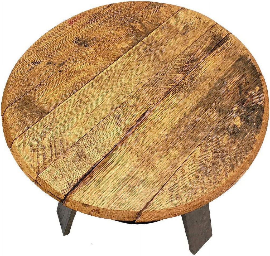 Rustic Wood Round Top End Table with Shelf U1405