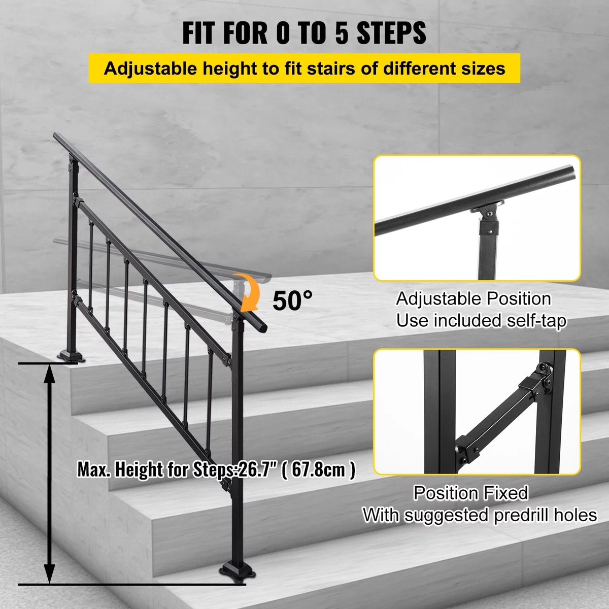 Black Handrail Stair Railing Kit O97549