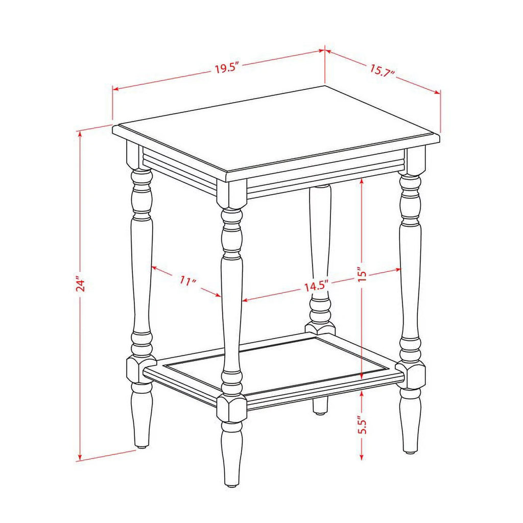 Wood End Table with Open Storage in Burgundy Red, Set of 2 I37178