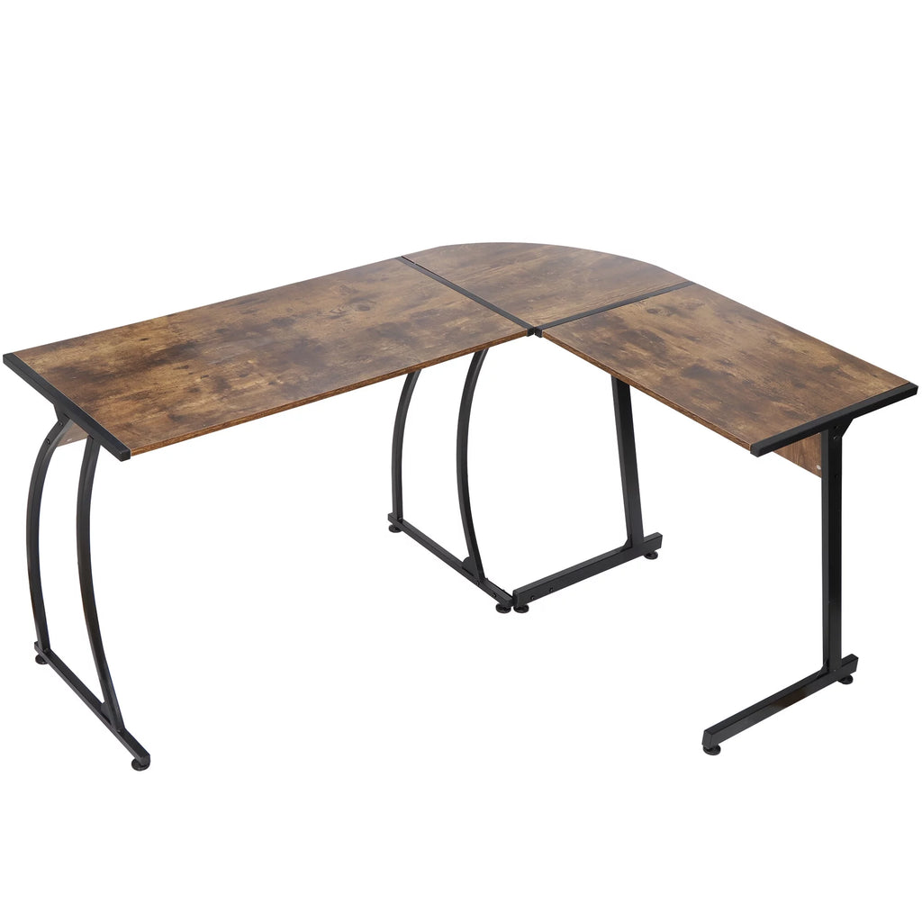 Brown L-Shaped Computer Desk S96738