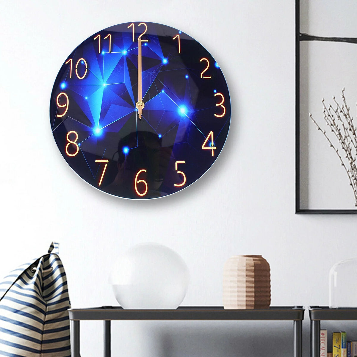 Blue Round Silent Wall Clock W190341