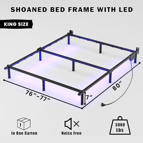Black 7 Inch Metal Steel Bed Frame I65679