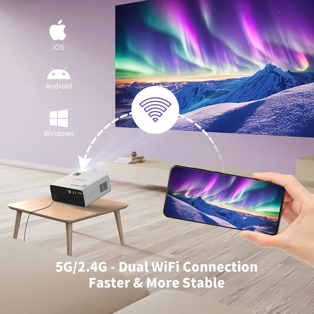 4K Home Theater Projector 500 ANSI 19000Lm 5G WiFi Bluetooth 1080P C402398