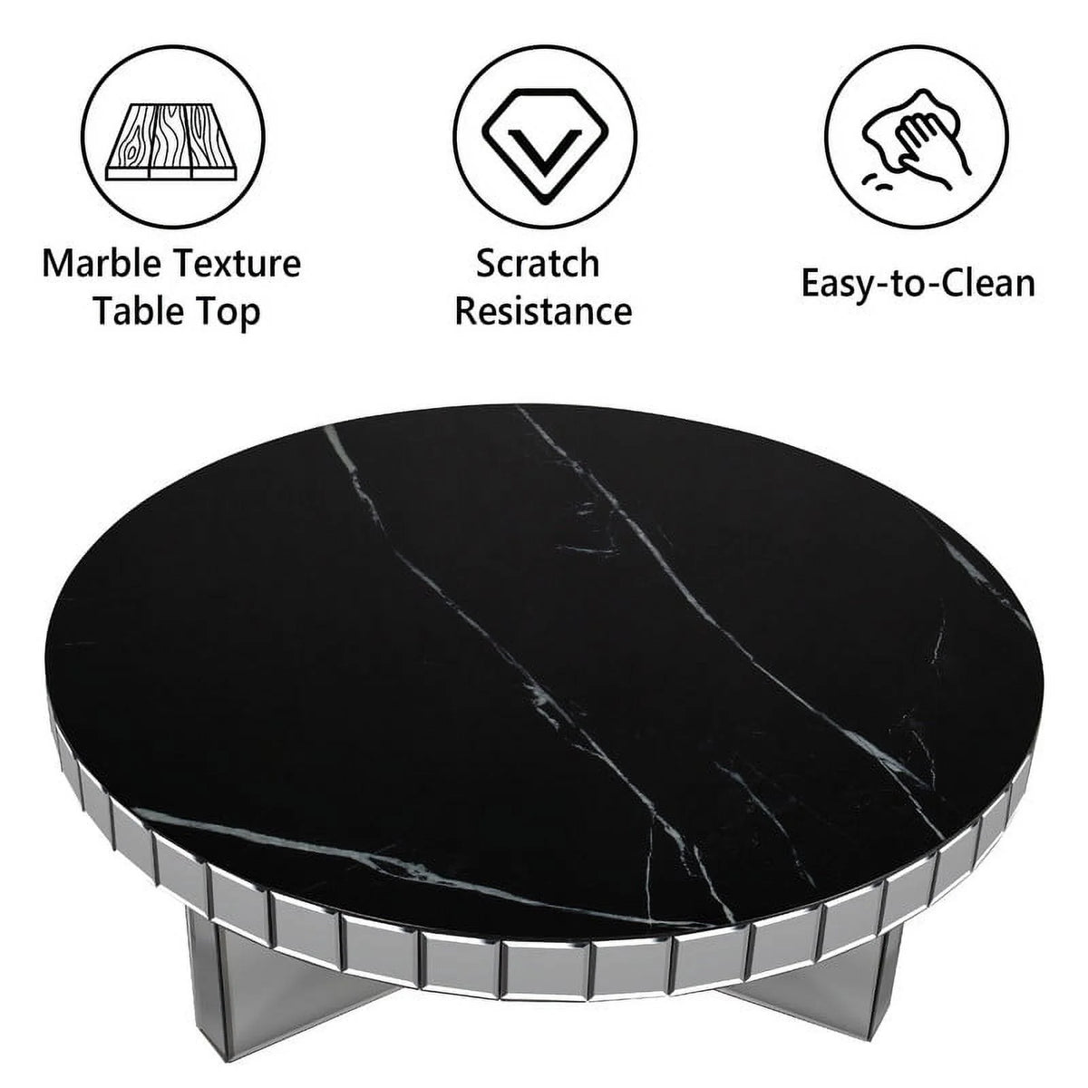 Grey Round Marble Textured Coffee Table K742379