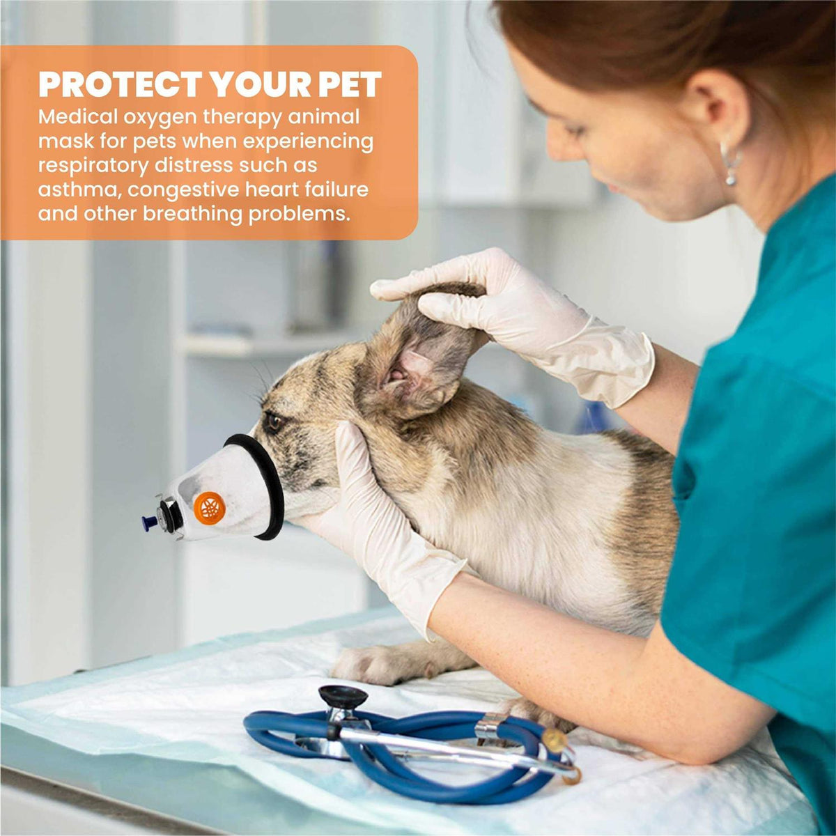 Medical Pet Oxygen Mask for Dogs And Cats With 6 Feet Tubing And Silicone Strap M601266