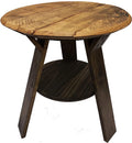 Rustic Wood Round Top End Table with Shelf U1405