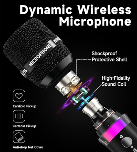 Rechargeable Wireless Microphone with LED Lights Q629561