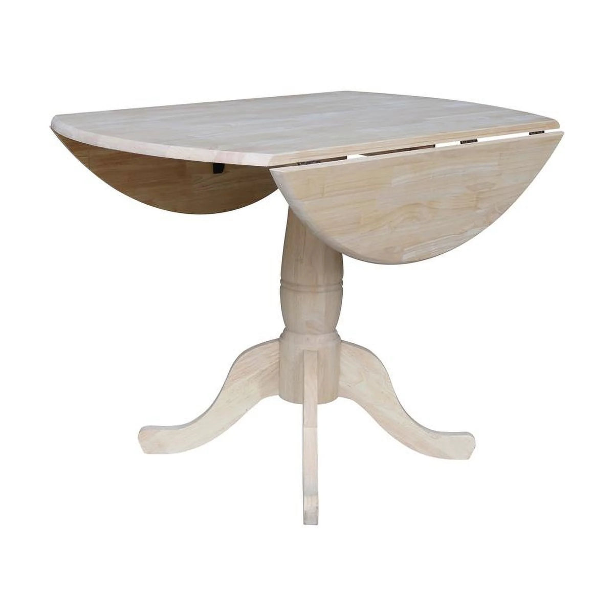 42" Round Solid Wood Dual Drop Leaf Pedestal Table L636