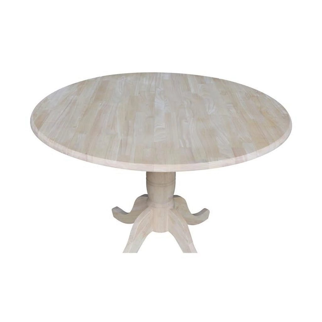 42" Round Solid Wood Dual Drop Leaf Pedestal Table L636