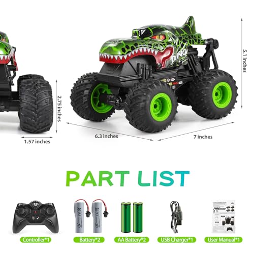 Remote Control Dinosaur Monster Truck with Music and 3 Lighting Effects X36905