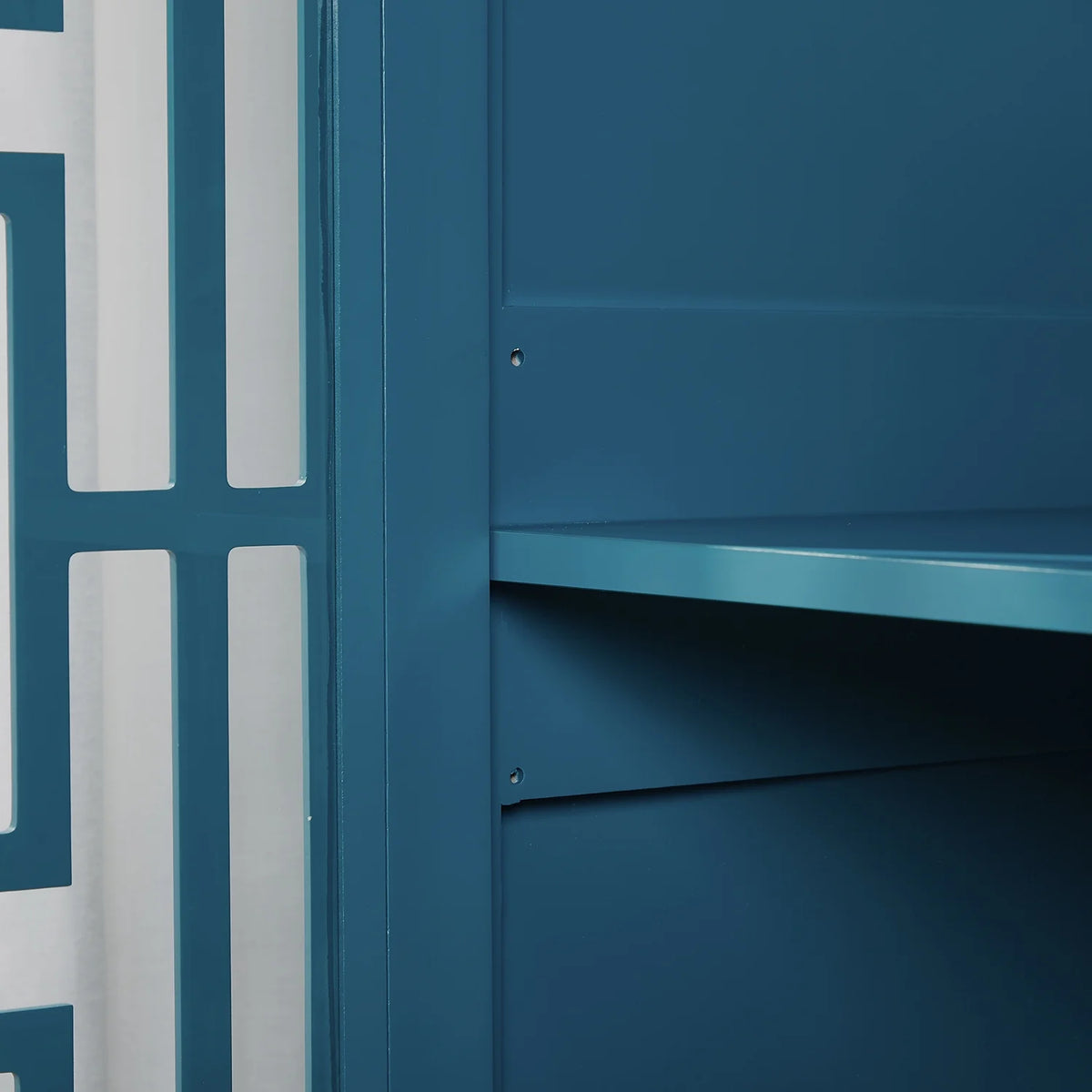 Teal Blue Wooden Buffet Cabinet with Adjustable Shelves D381