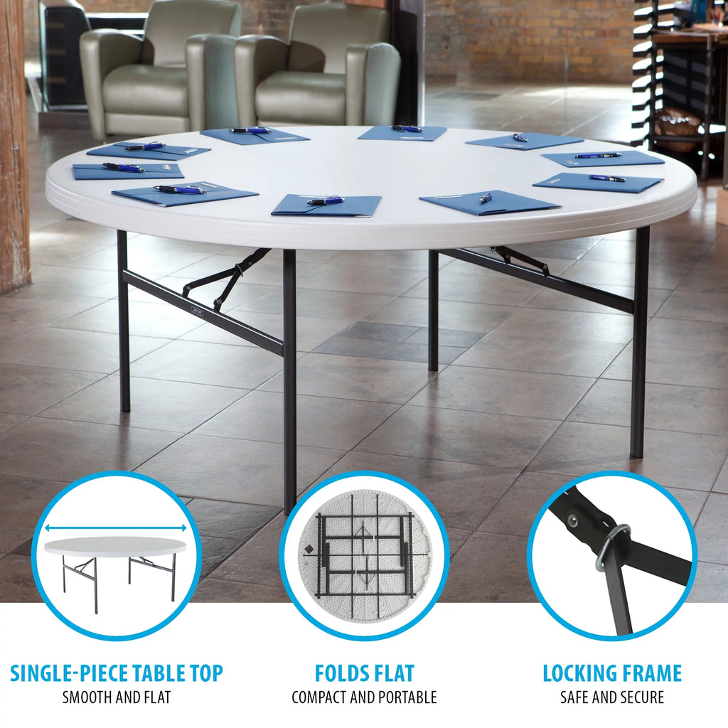 72-Inch Round Table White Granite 12 Pk I79810
