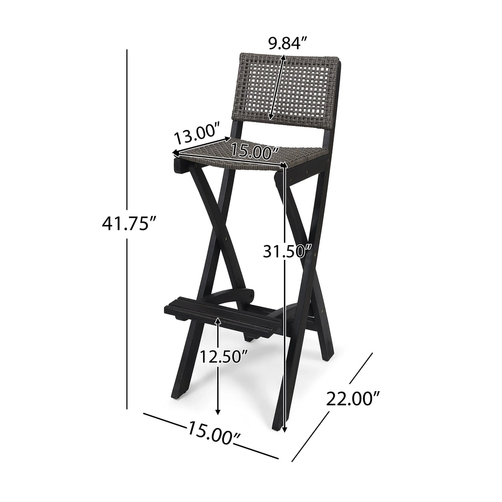 3-Pc Wood and Wicker Bar Height Set E456042