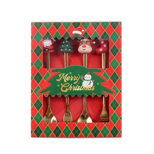4 Pack Stainless Steel Christmas Spoon and Fork Set Z289