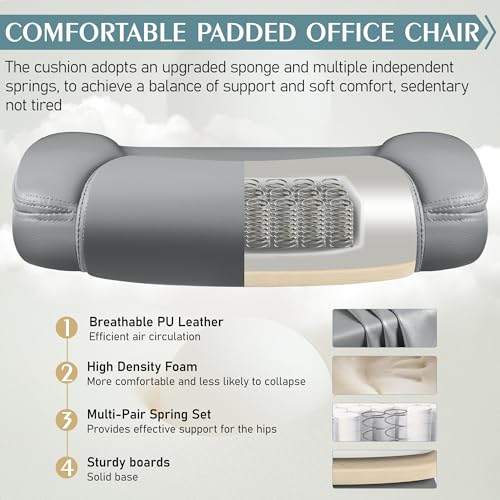 Black Leather Office Chair with Wheels X8623