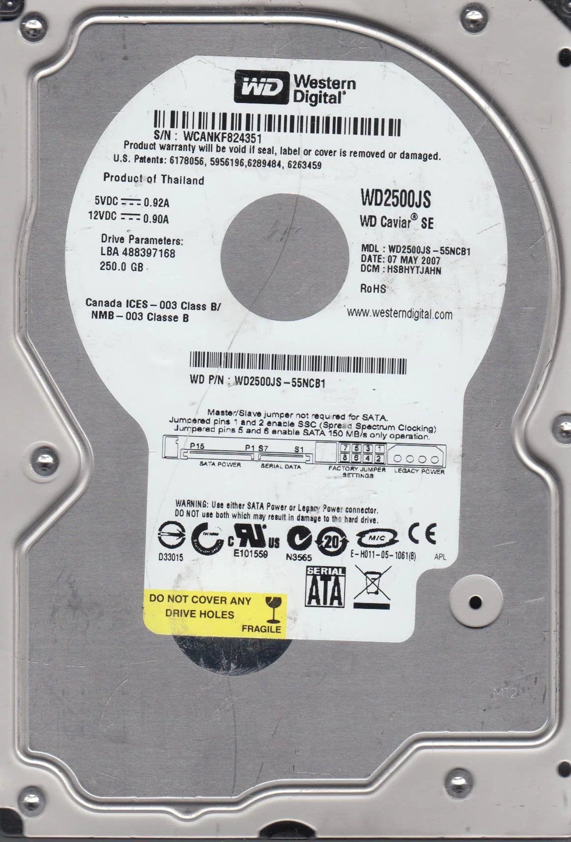 250GB SATA 3.5 Hard Drive G102446