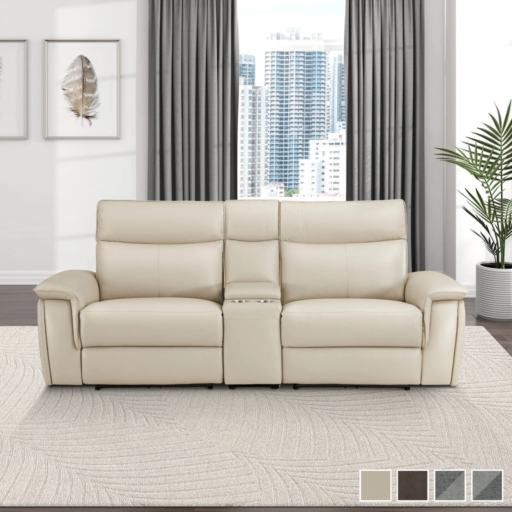 Light Grey Polyester Double Reclining Loveseat with Console P46311