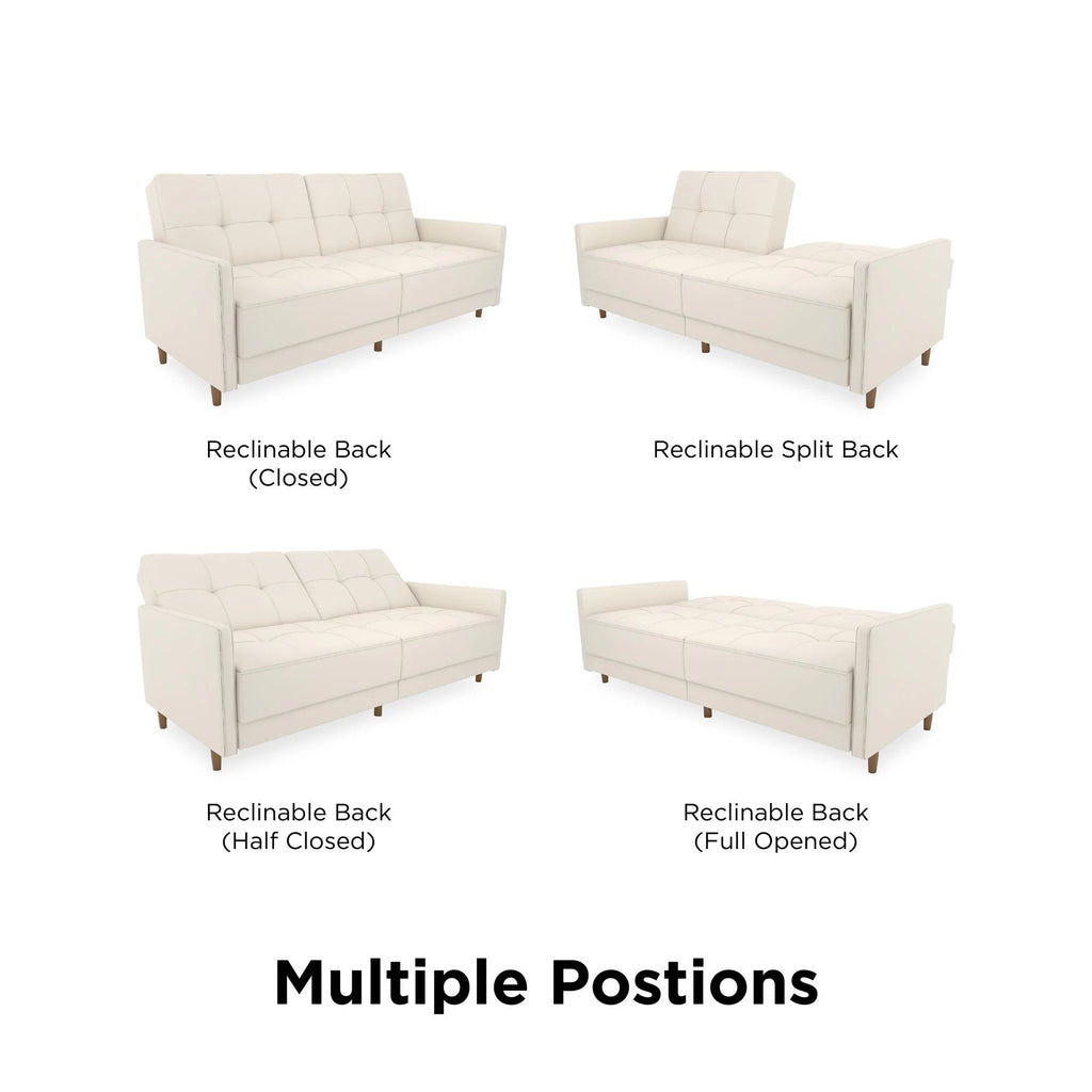 White Faux Leather Coil Futon A521081