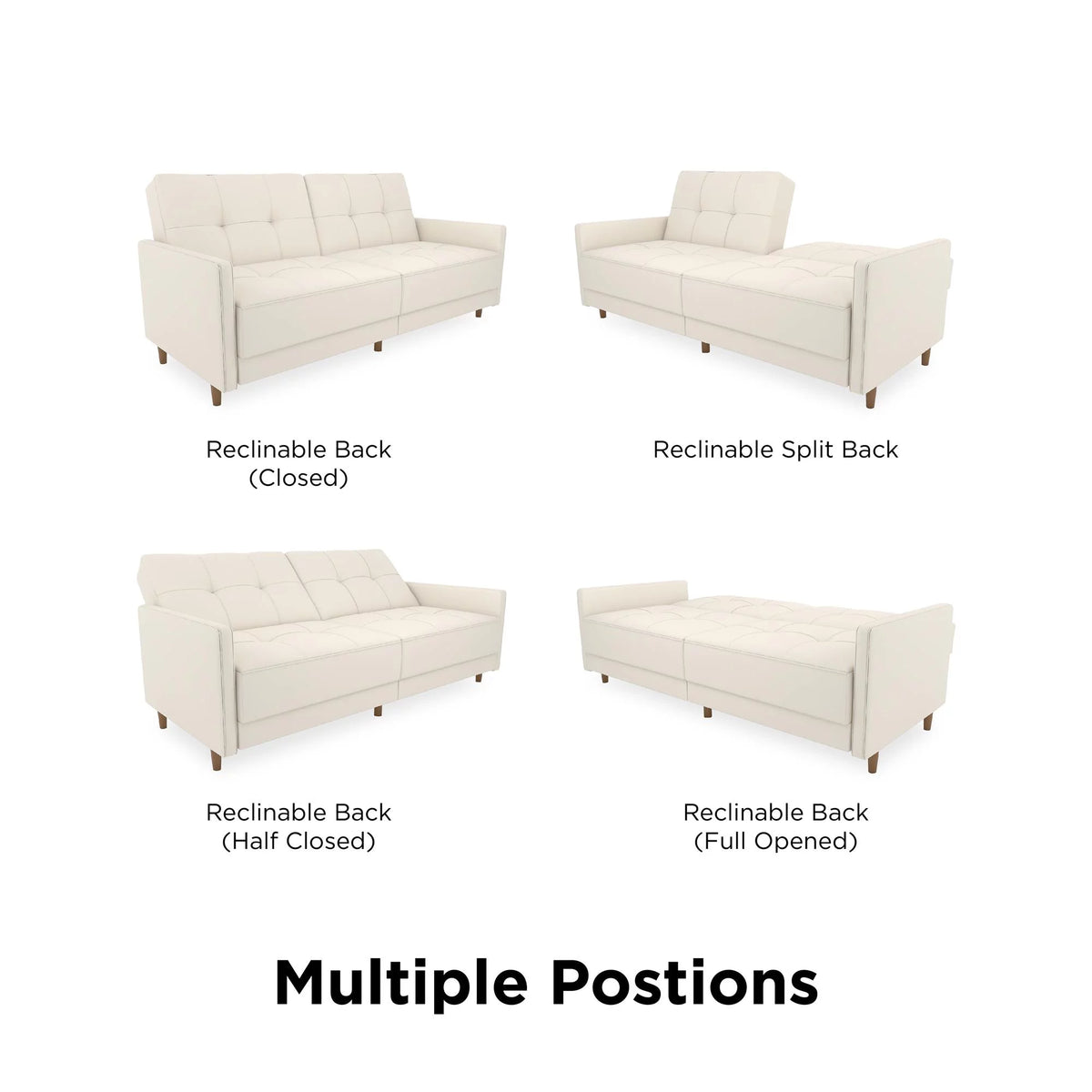 White Faux Leather Coil Futon A521081