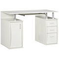 47" White Computer Desk with Keyboard Tray and Storage Drawers S74412
