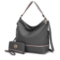 Vegan Leather Womens Shoulder Bag with Wallet 2 Pieces I435538