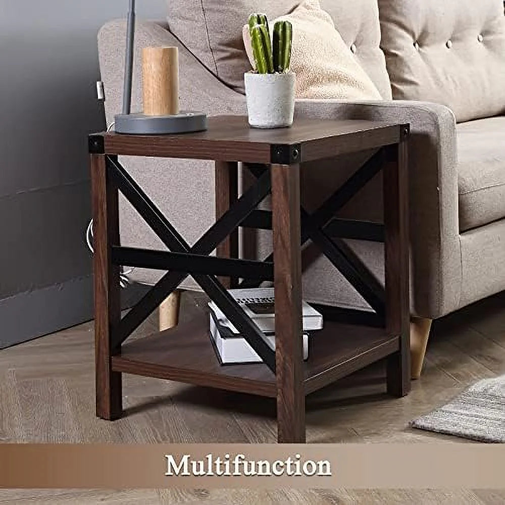 Rustic Wood End Table D985