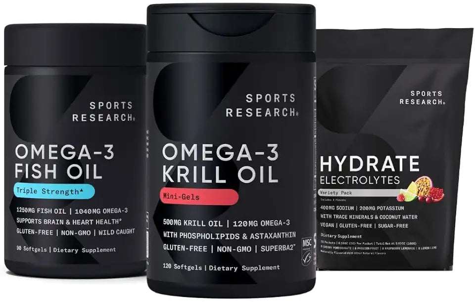 Krill Oil Omega 3 Mini-Softgels 500mg Fish Oil 1250mg Electrolytes Y173