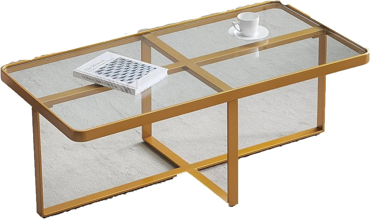 Rectangle Coffee Table with Tempered Glass Tabletop B801995