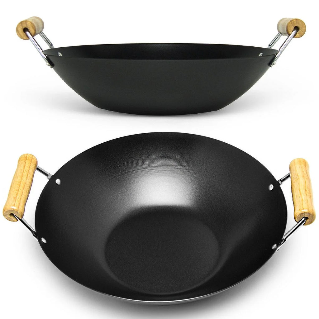 Carbon Steel Non Stick Wok Pan 15 inch L602