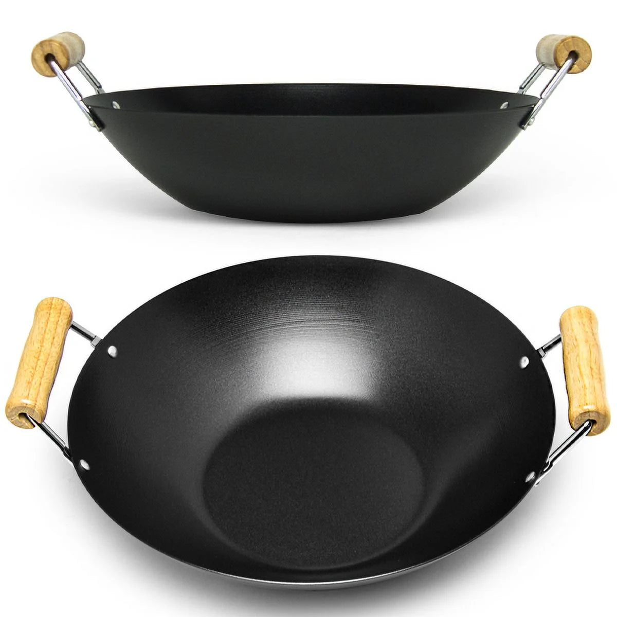 Carbon Steel Non Stick Wok Pan 15 inch L602
