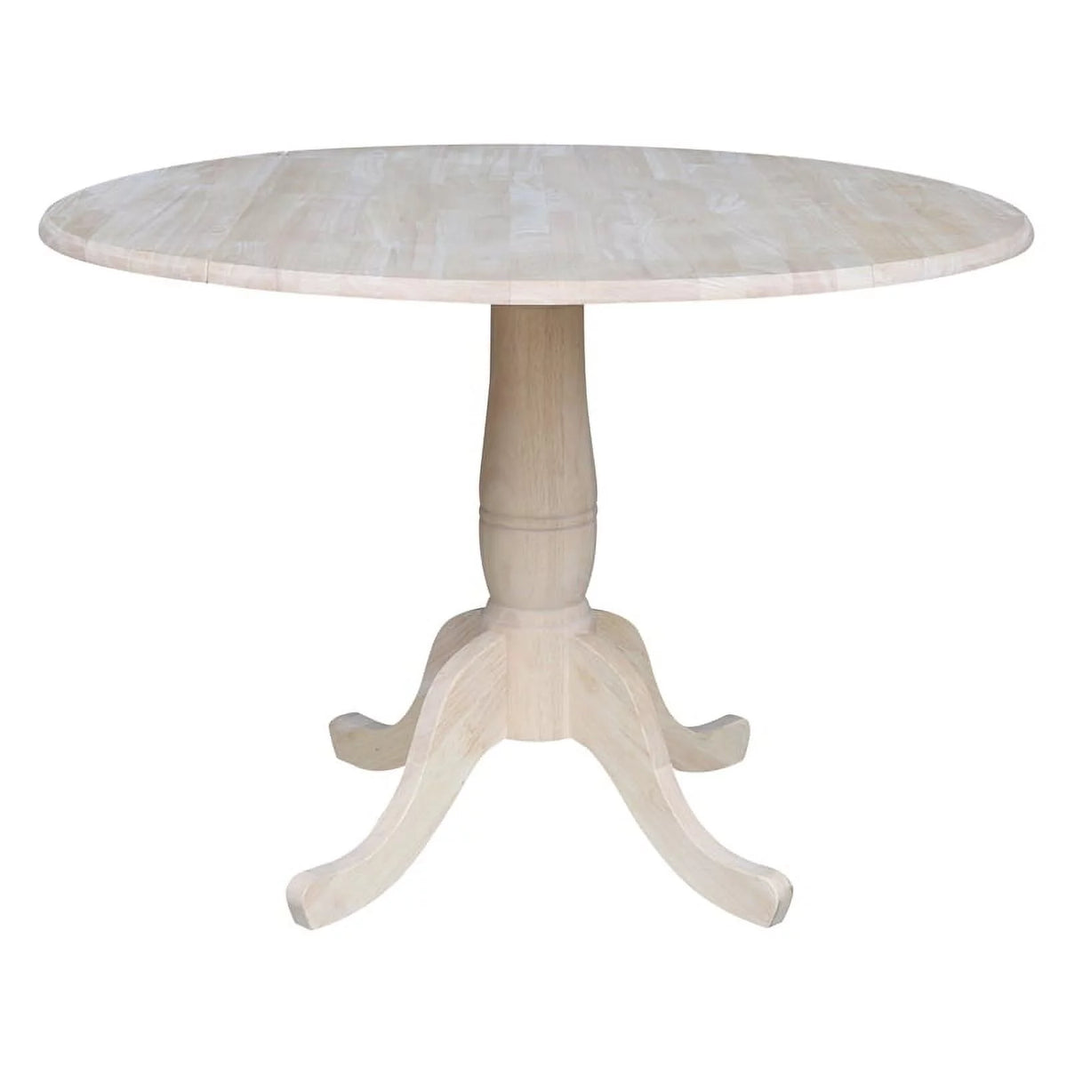 42" Round Solid Wood Dual Drop Leaf Pedestal Table L636